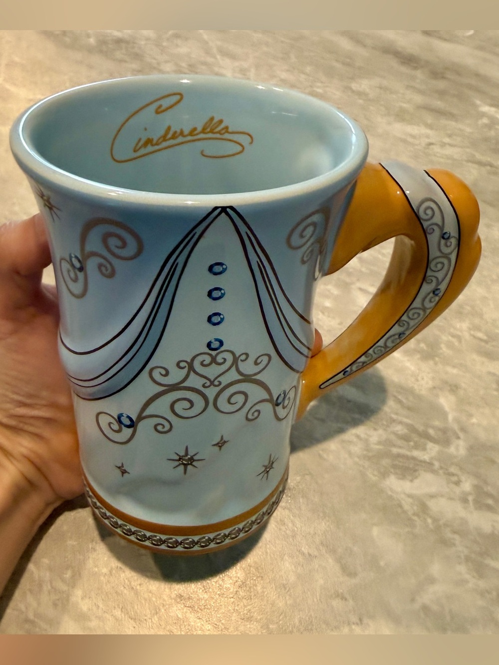 Disney Parks Cinderella 3D Dress Coffee Cup Jewels Bling Rhinestone Slipper Mug